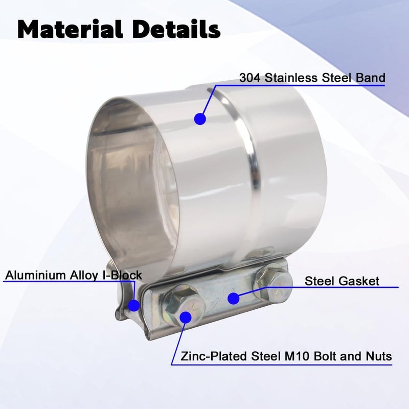 eLifecenter 4 Inch Exhaust Clamp, Lap Joint Band Clamp Stainless Steel for Clamping 4" OD to 4" ID Pipes - Image 3